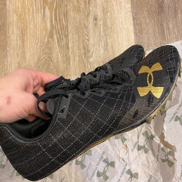 Under Armour Sprint Pro 3 Track and Field sprint spike Shoes black gold size 9 - Picture 5 of 8